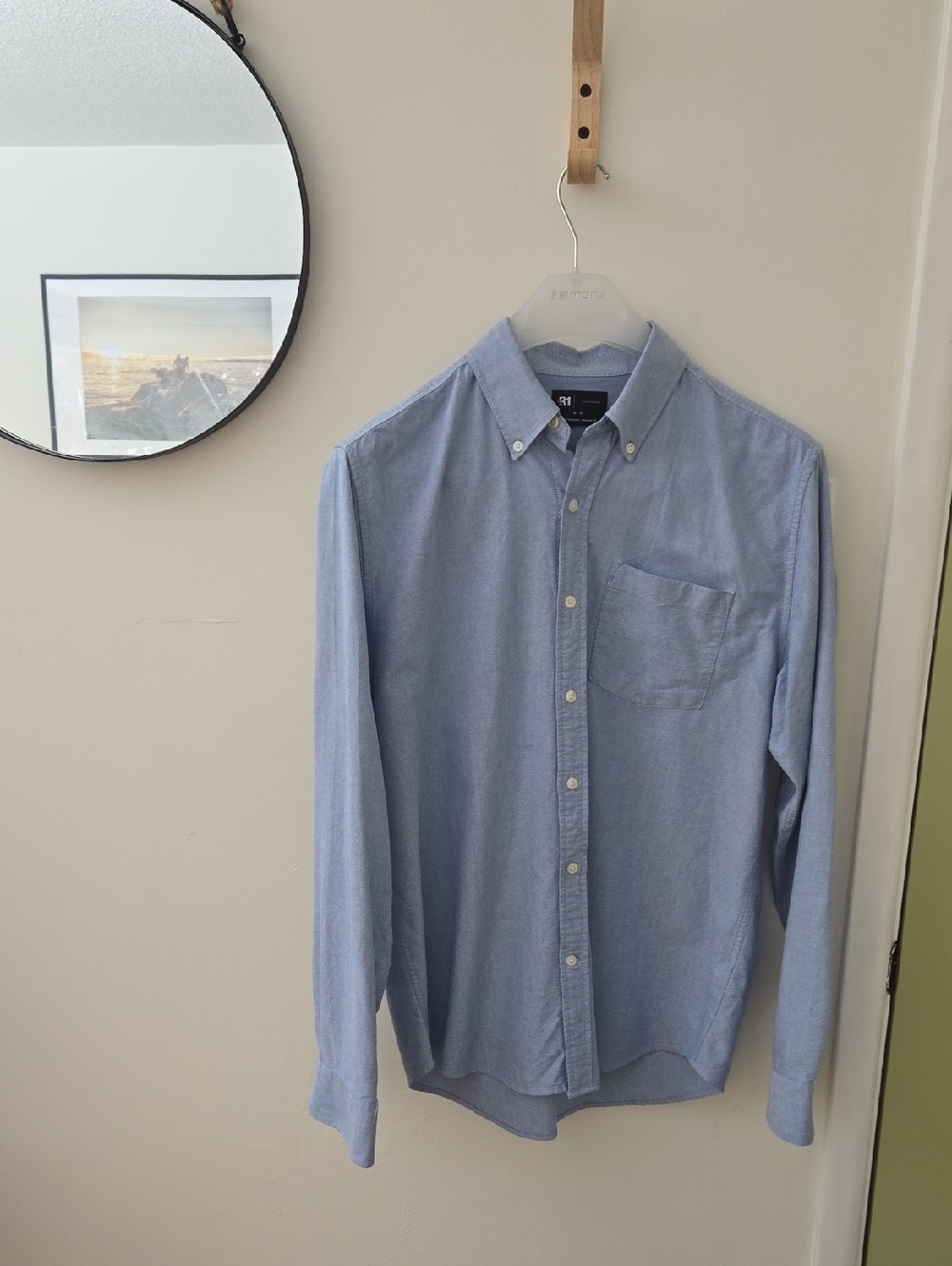 Le 31 By Simons Light Blue Oxford Button-Down Shirt Size M